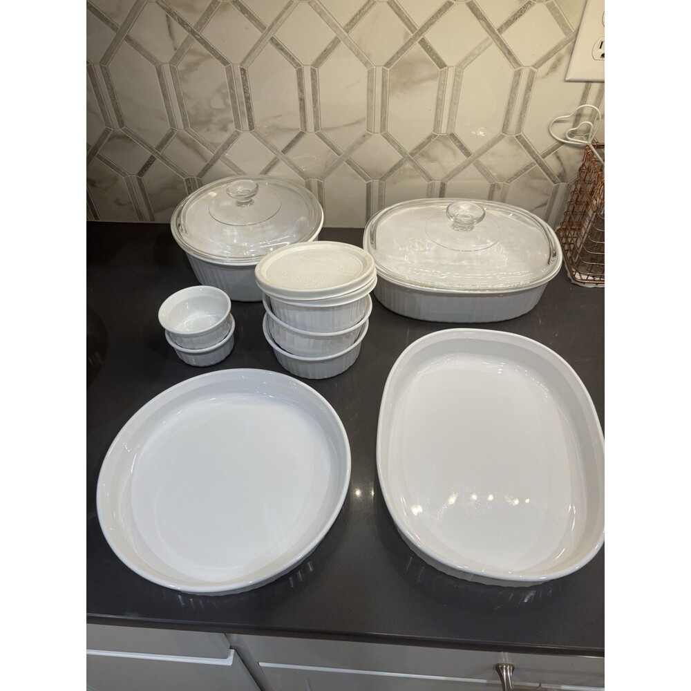 13 Piece Set Vintage Corning Ware French White F-1-B F-2-B F-3-B F-4-B F-16-B  +